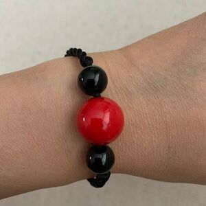 New Elegant Red and Black Beaded Bracelet
